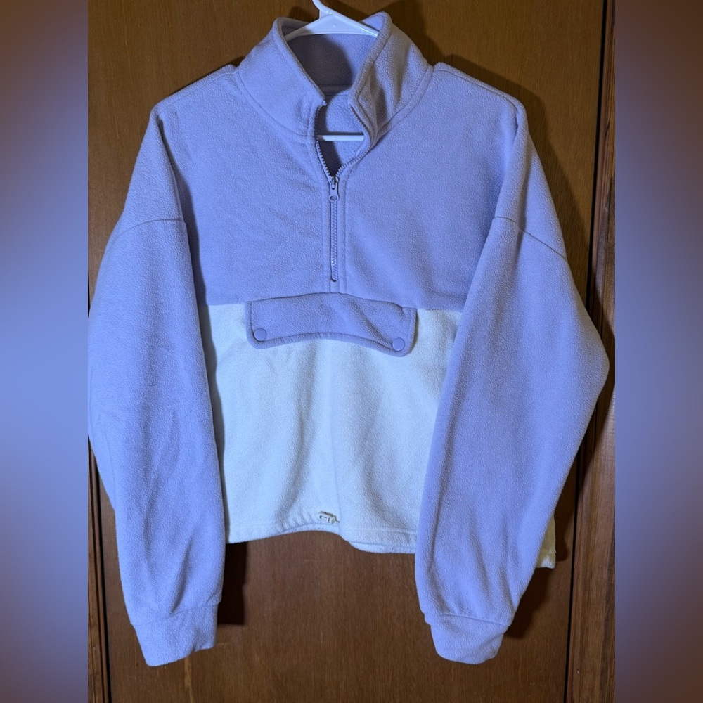 Source Unknown Purple and White Half-Zip Sweatshirt